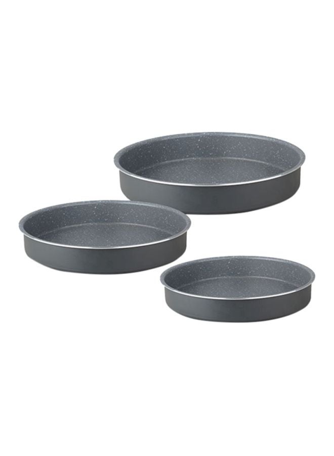 ALBERTO 3-Piece Aluminum  Round Roaster Set Grey 
