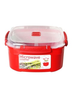 Microwave Steamer With Lock Red 2.4Liters