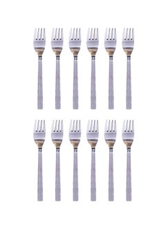 RAJ 12-Piece Symphoney Dessert Fork Set Silver  - Image 1