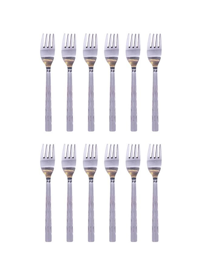 RAJ 12-Piece Symphoney Dessert Fork Set Silver  - Image 1