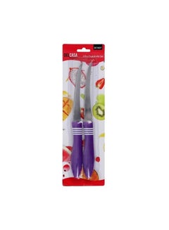 DELCASA 2-Piece Stainless Steel Steak Knife Set Silver/Purple/White 2x8cm  - Image 2