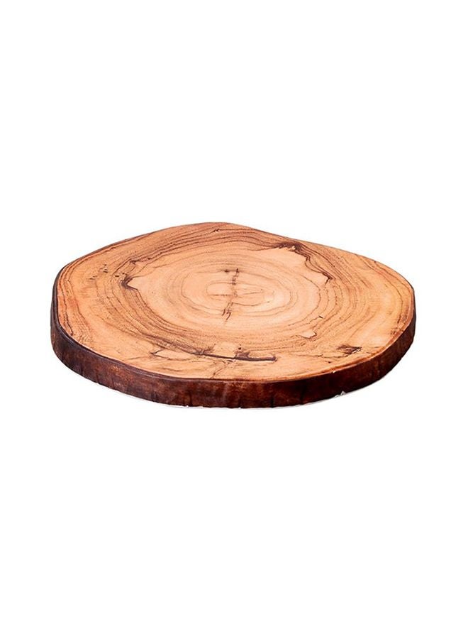 DINEWELL Round Wooden Platter Brown 11.5inch 