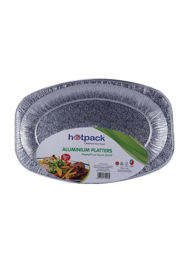 Hotpack 5-Piece Large Aluminium Platter 65180 Silver 17inch - Image 2