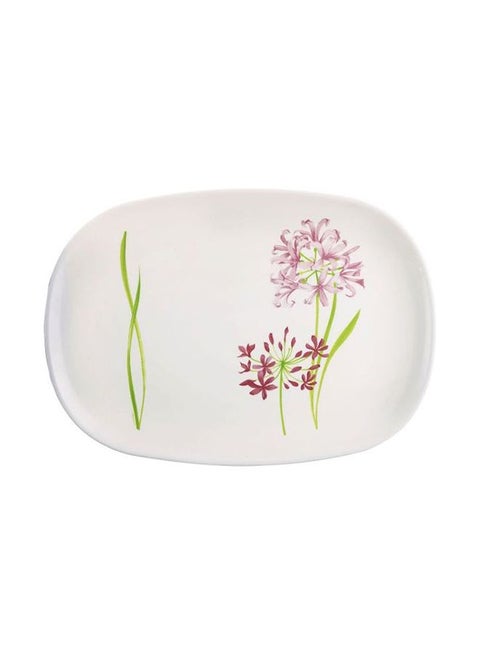 Jacinthe Rectangular Platter White/Green/Pink 33cm
