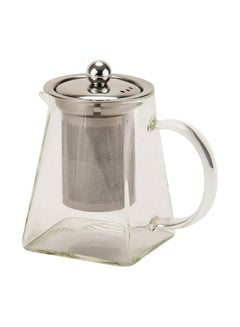 Royalford Glass Tea Pot With Stainless Steel Strain Clear/Silver 500ml  - Image 1