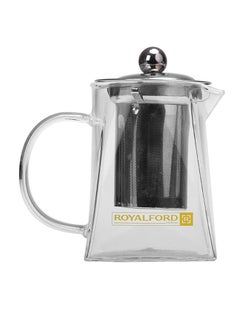 Royalford Glass Tea Pot With Stainless Steel Strain Clear/Silver 500ml  - Image 2