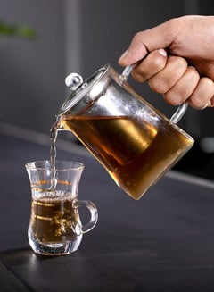 Royalford Glass Tea Pot With Stainless Steel Strain Clear/Silver 500ml  - Image 5