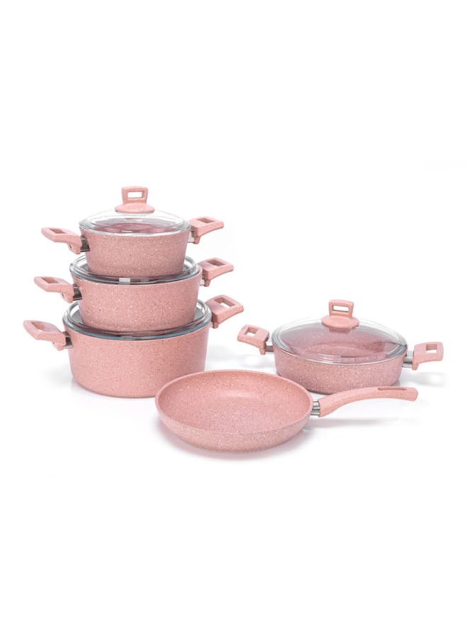 ALBERTO Pack Of 9 Cookware With Glass Lids Pink - Image 2