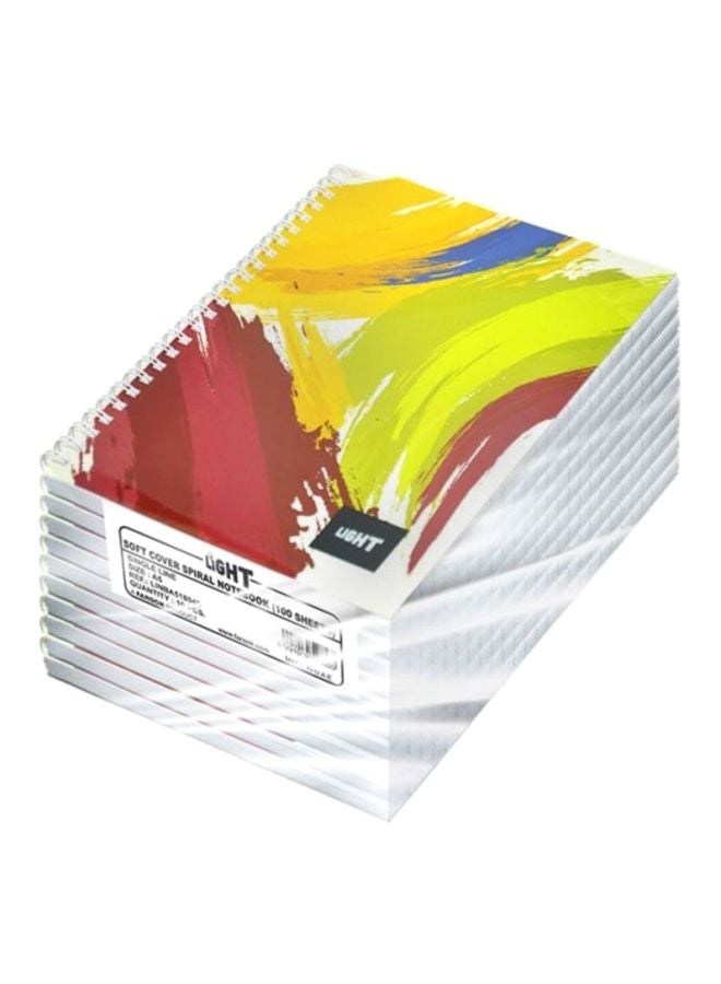 FIS 10-Piece A5 Spiral Soft Cover Notebook Set Red/Green/Yellow - Image 1