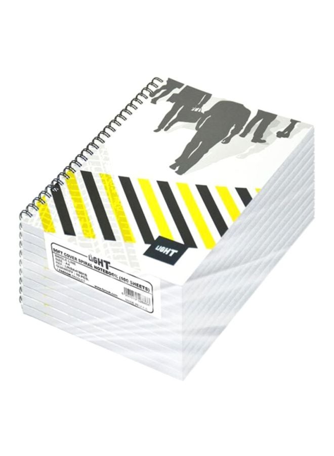 FIS 10-Piece A4 Spiral Soft Cover Notebook Set White/Black/Yellow - Image 1