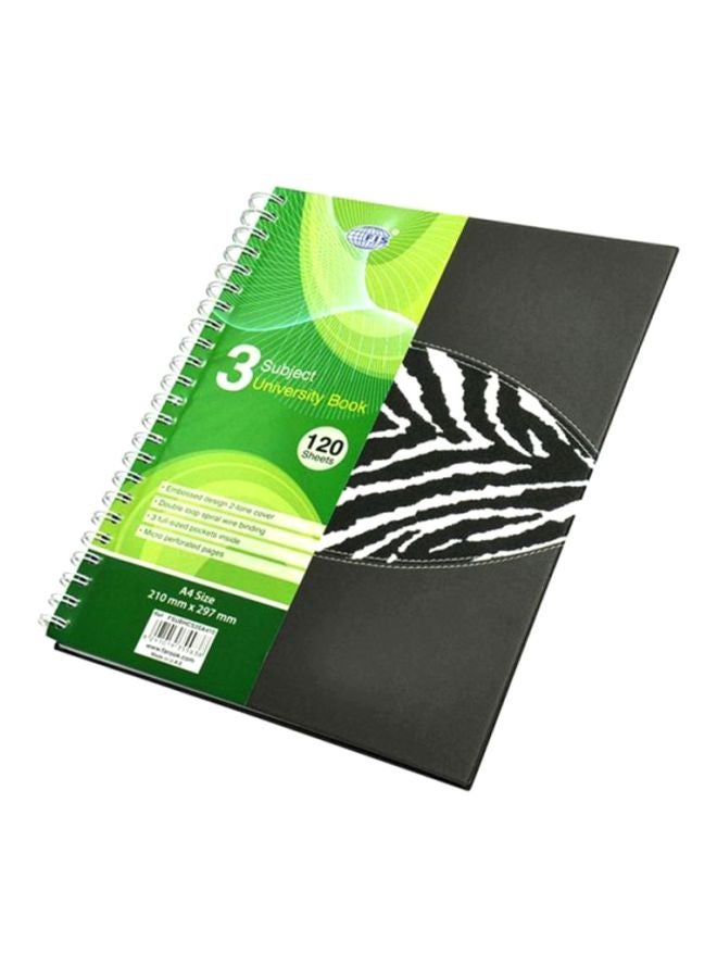 إف اي أس  دفتر جامعي بسلك وغلاف صلب أسود/ أخضر/ أبيض - Image 1