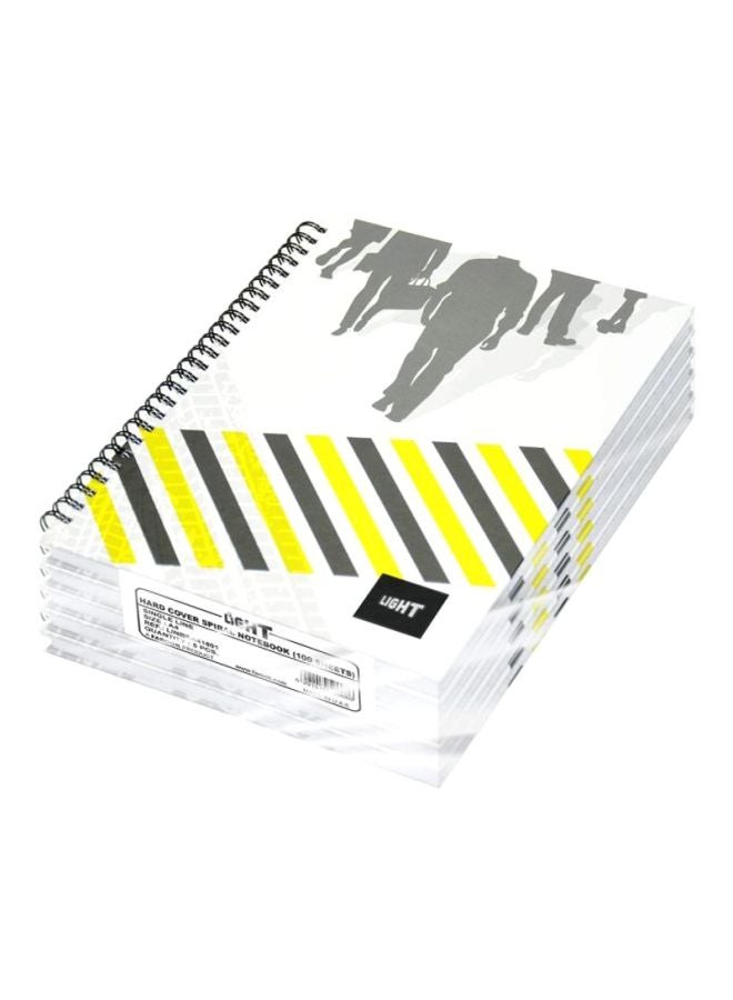 FIS 5-Piece Light Spiral Hard Cover Notebook White/Yellow/Grey - Image 1