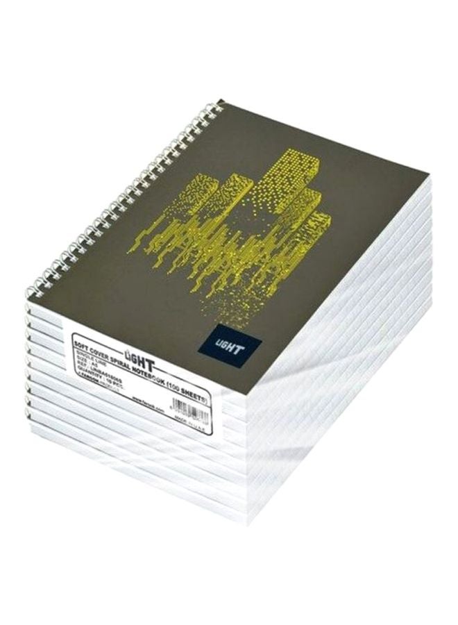 FIS 10-Piece Spiral Soft Cover Notebook Set Grey/Yellow - Image 1