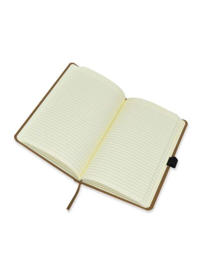 FIS Italian PU Cover Single Ruled Notebook With Elastic Band And Ink Pen Brown - Image 2