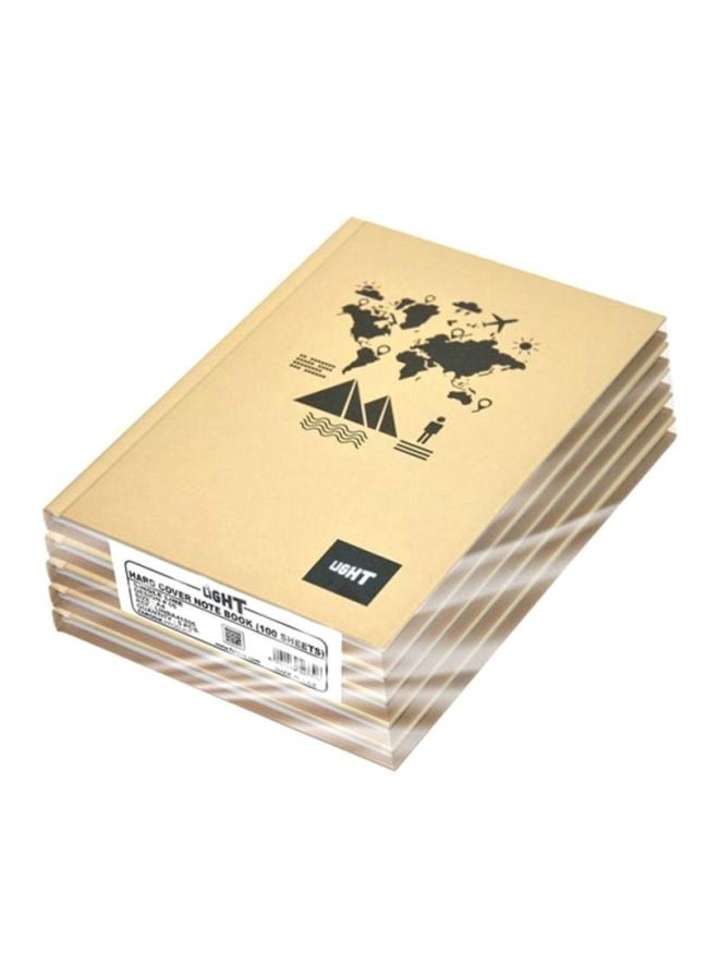 إف اي أس  طقم دفتر ملاحظات بسلك قياس A4 مع غطاء صلب من 5 قطع بيج / أسود - Image 1