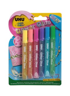 UHU 6-Piece Young Creativ' Shiny Glitter Glue Clear 
