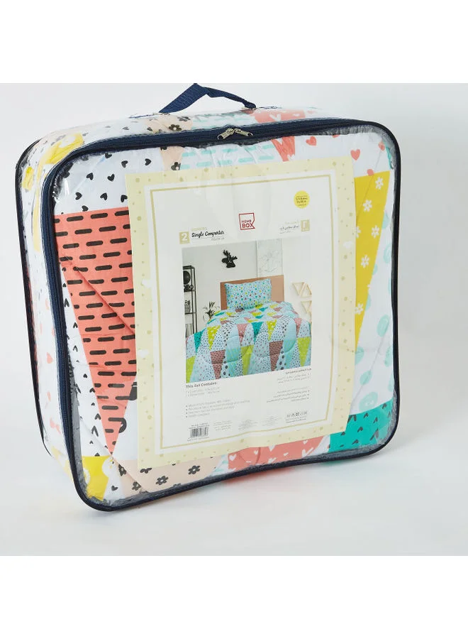 Home Box 2-Piece Single Comforter Set Cotton Multicolour 220 x 135cm