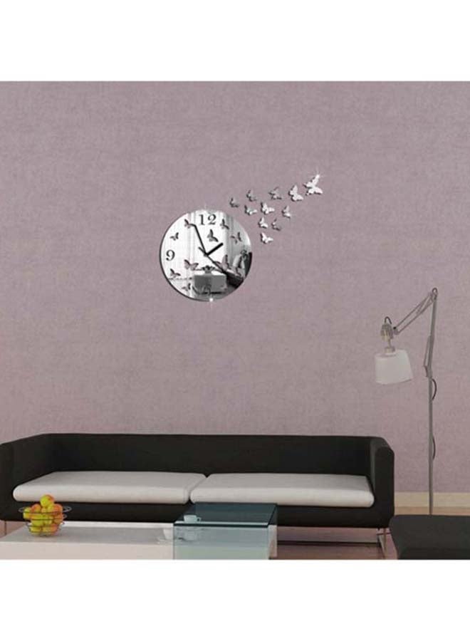 Sharpdo 12-Piece 3D Butterfly With Clock Sticker Set Silver 60 x 45cm - Image 2