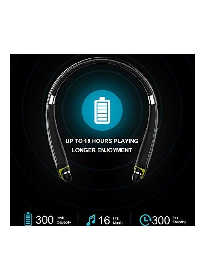 Bluetooth Headphones, BEARTWO Upgraded Foldable Wireless Neckband Headset with Retractable Earbuds, Noise Cancelling Stereo Earphones with Mic for Workout, Running, Driving (with Carry Case) Black - Image 3