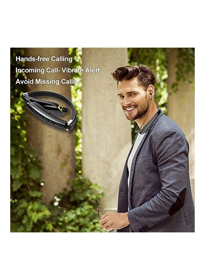 Bluetooth Headphones, BEARTWO Upgraded Foldable Wireless Neckband Headset with Retractable Earbuds, Noise Cancelling Stereo Earphones with Mic for Workout, Running, Driving (with Carry Case) Black - Image 4
