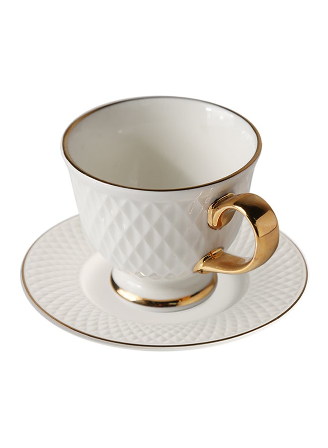 homes r us Eclat Espresso Cup And Saucer Set White/Gold 80ml - Image 1