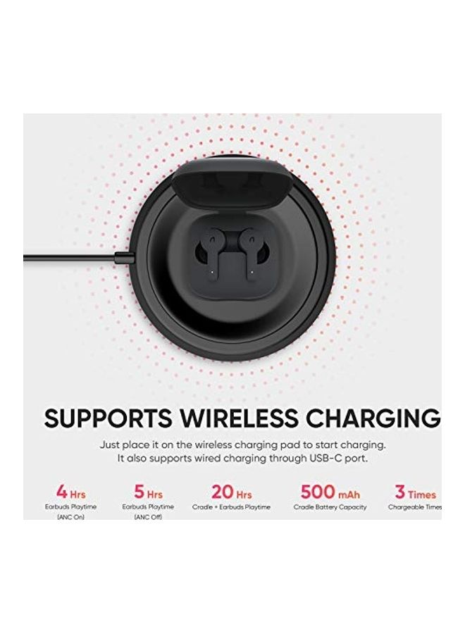 ABKO Active Noise Cancelling True Wireless Earbuds ANC Bluetooth Headphones in-Ear USB-C Wireless Charging with Microphone Built-in Mic EC10 Black Black