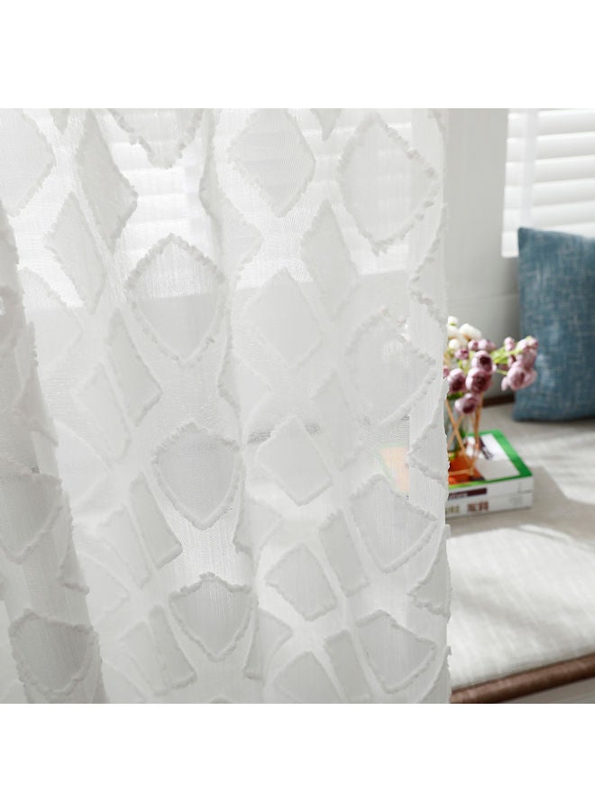 2-Piece Sheer Voile Window Curtain With Ring Top White  - Image 3