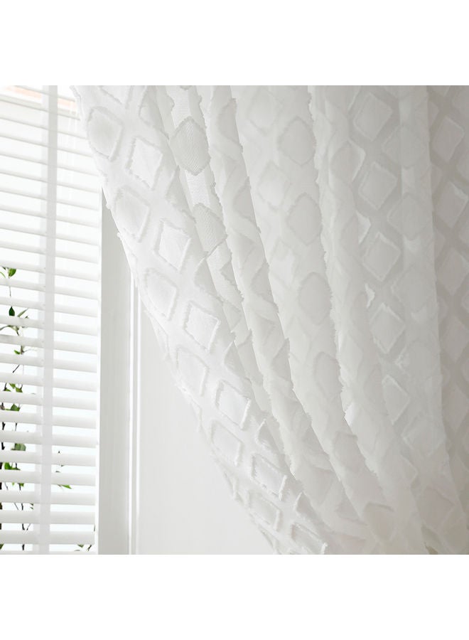 2-Piece Sheer Voile Window Curtain With Ring Top White  - Image 4