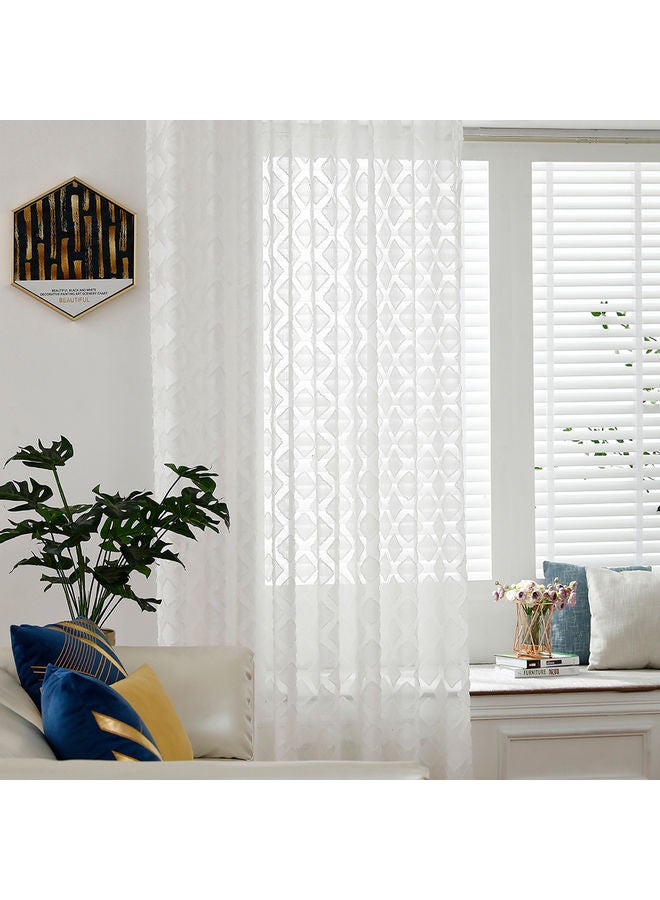 2-Piece Sheer Voile Window Curtain With Ring Top White  - Image 5