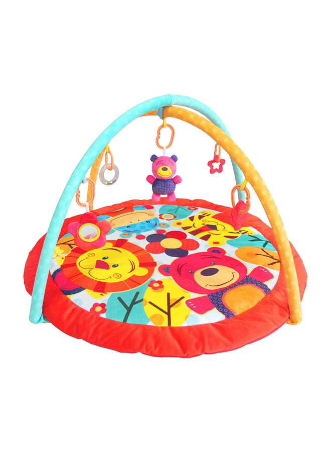 Moon Perky Baby Playmat and Activity Gym for Newborn Baby & Infant 5 Hanging Sensory Toys Visual, Hearing, Touch, Cognitive Early Development Playmat. Suitable from 0m+ 80cm - Animals 85x50X85cm  - Image 1