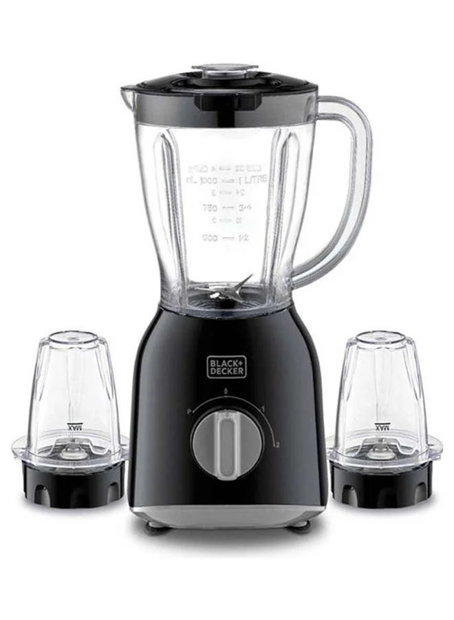 BLACK+DECKER Blender With Grinder Mill And Chopper Mill 1.5 L 400 W BX365E-B5 Black