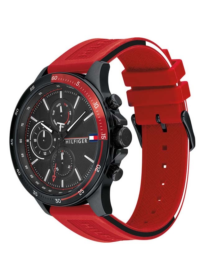 TOMMY HILFIGER Men's Round Shape Silicone Strap Analog Wrist Watch 46 mm - Red - 1791722  - Image 3