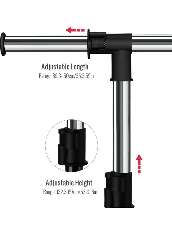 Height Adjustable Garment Rolling Rack Black/Silver - Image 2