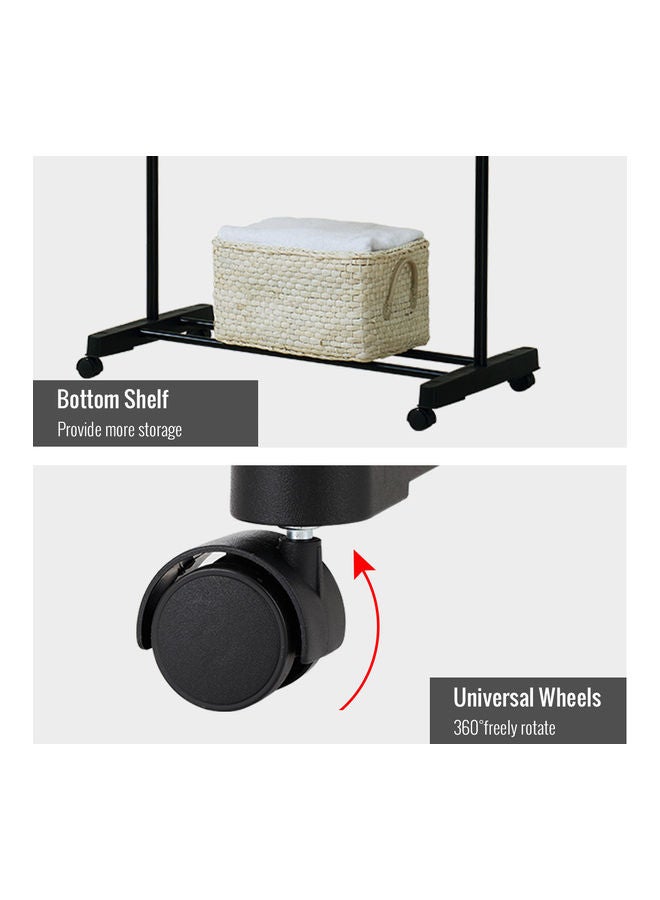 Height Adjustable Garment Rolling Rack Black/Silver - Image 4