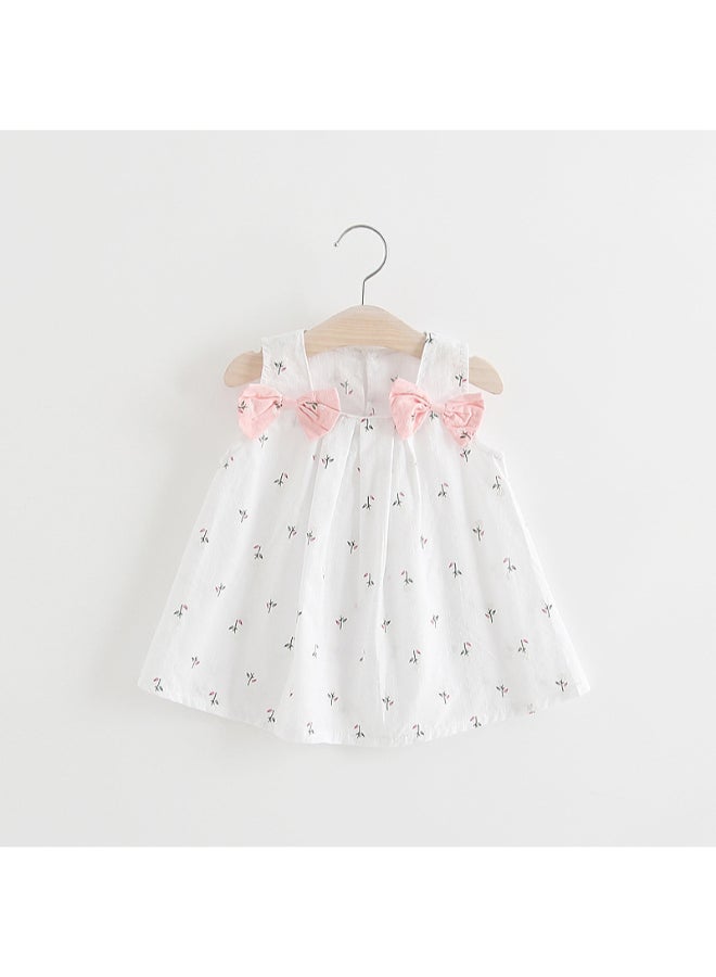 JOLLY Flower Printed Sleeveless Dress White/Pink  - Image 1