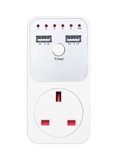Countdown Timer Socket with 2 USB Port White