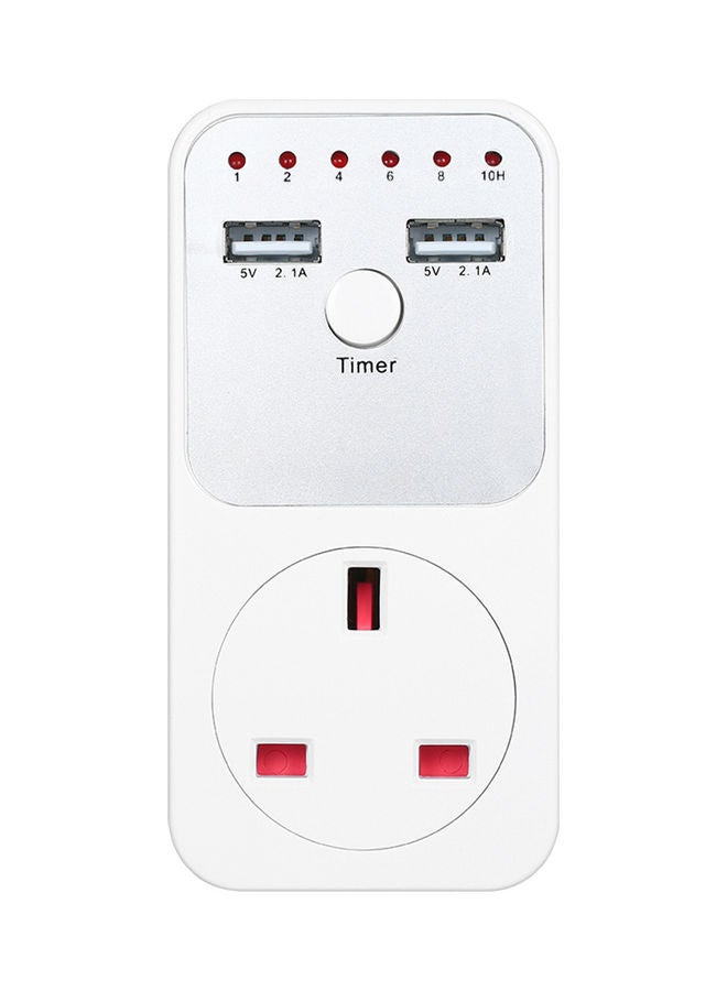 Generic - Countdown Timer Socket with 2 USB Port White - Image 1