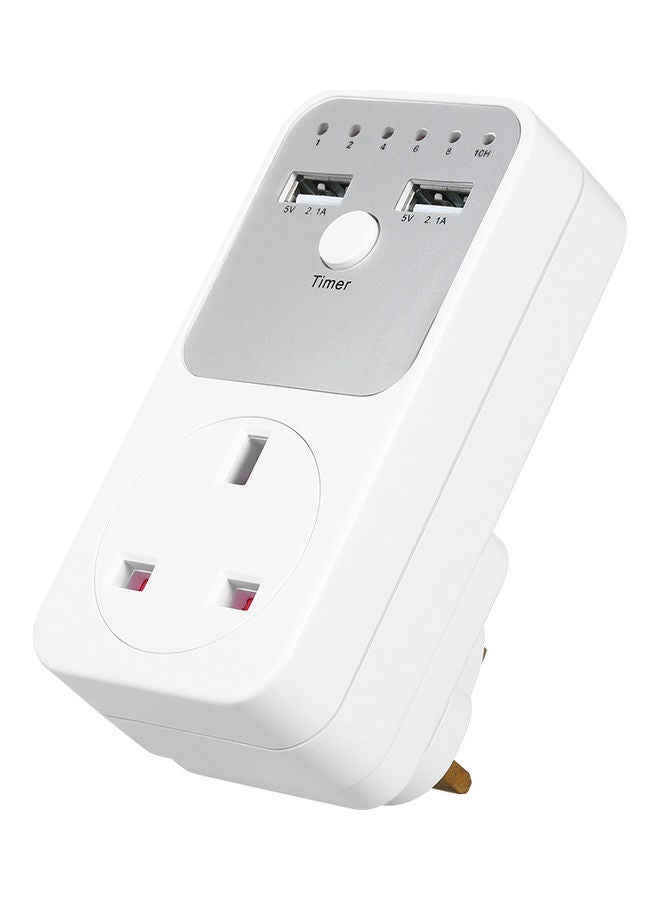 Generic - Countdown Timer Socket with 2 USB Port White - Image 1
