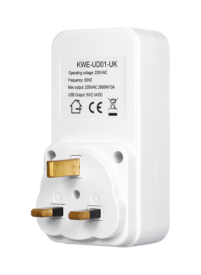 Generic - Countdown Timer Socket with 2 USB Port White - Image 1