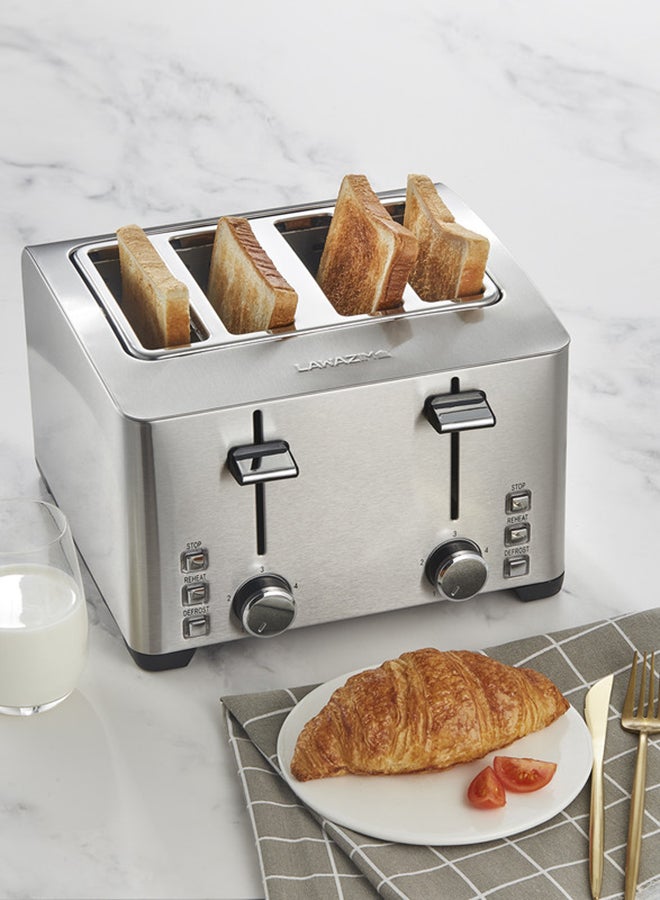 LAWAZIM 4-Slice Electric Stainless Steel Toaster  With Crump Tray 1500 W 05-2500-04 Silver  - Image 4