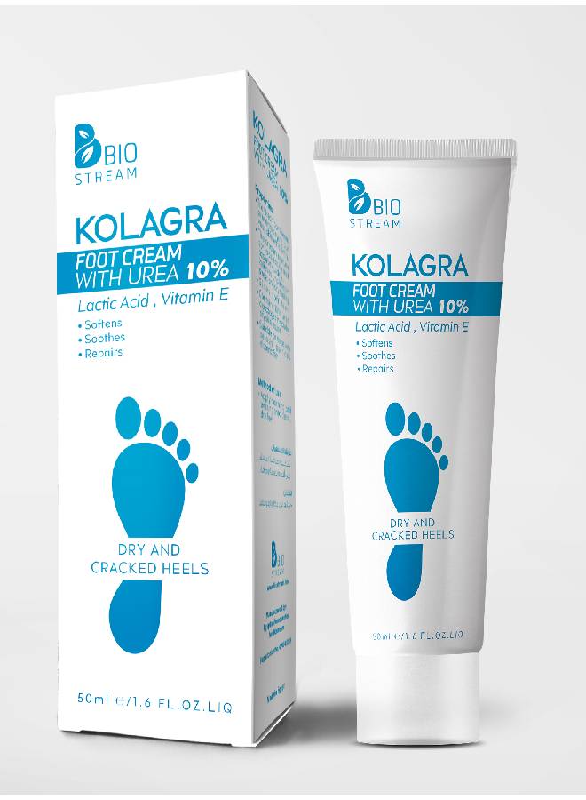 KOLAGRA Kolagra Foot Cream F/Dry&Cracked Heels 10% Urea White/Blue 50ml  - Image 2