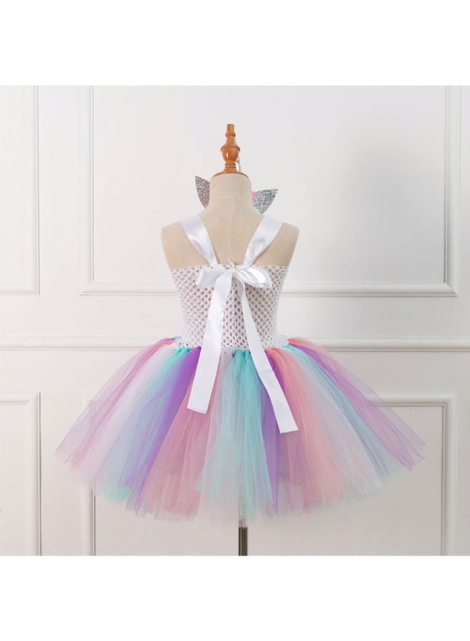 JOLLY - 2-Piece Mesh Detail Bubble Floral Dress And Hair Accessory Set Multicolour - Image 1
