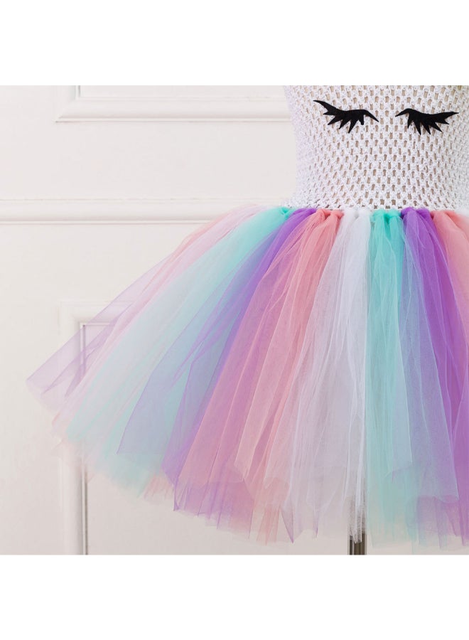 JOLLY - 2-Piece Mesh Detail Bubble Floral Dress And Hair Accessory Set Multicolour - Image 1