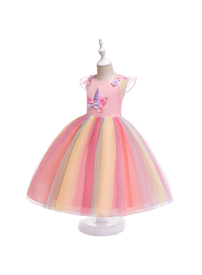 JOLLY - Princess Flared Style Mesh Detail Dress Multicolour - Image 1