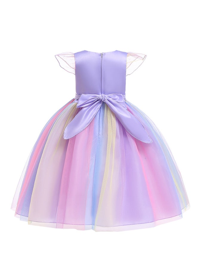 JOLLY - Princess Flared Style Mesh Detail Dress Multicolour - Image 1