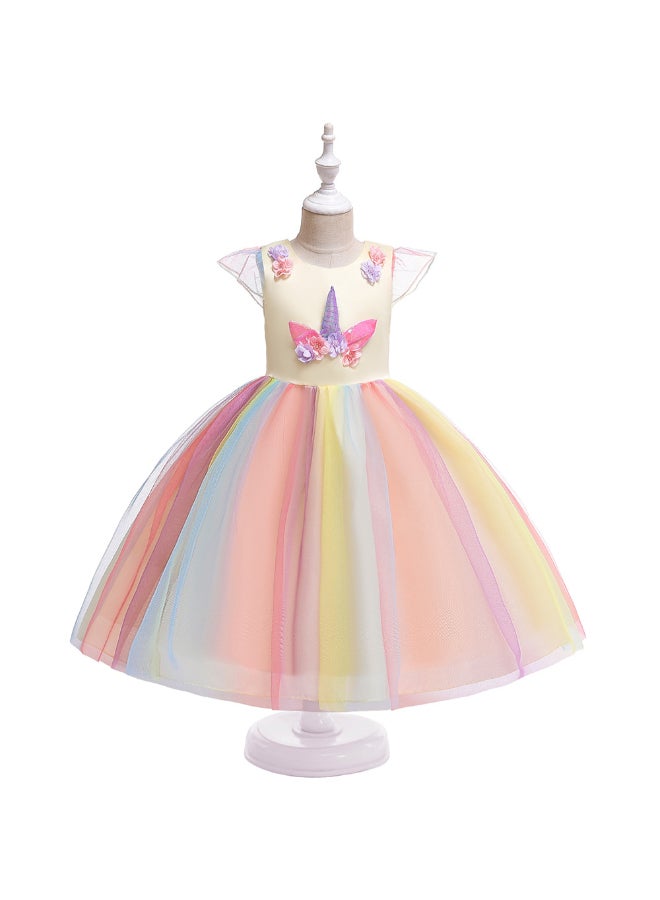 JOLLY - Princess Flared Style Mesh Detail Dress Multicolour - Image 1