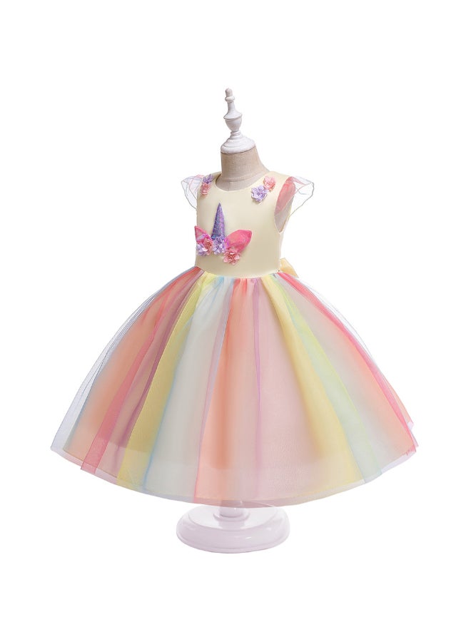 JOLLY - Princess Flared Style Mesh Detail Dress Multicolour - Image 1