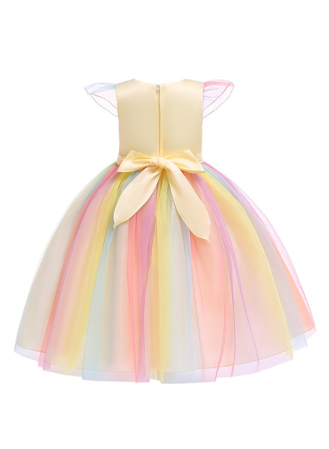 JOLLY - Princess Flared Style Mesh Detail Dress Multicolour - Image 1