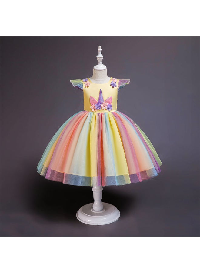 JOLLY - Princess Flared Style Mesh Detail Dress Multicolour - Image 1