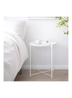 Eworld Round Table with Removable Tray White  - Image 2